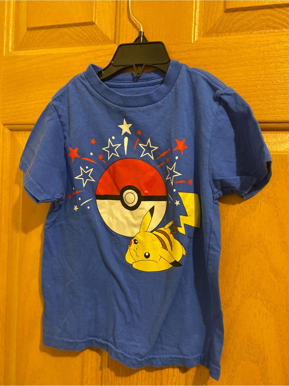 Pokemon Blue Tee with Pikachu & Red Poké Ball Graphic